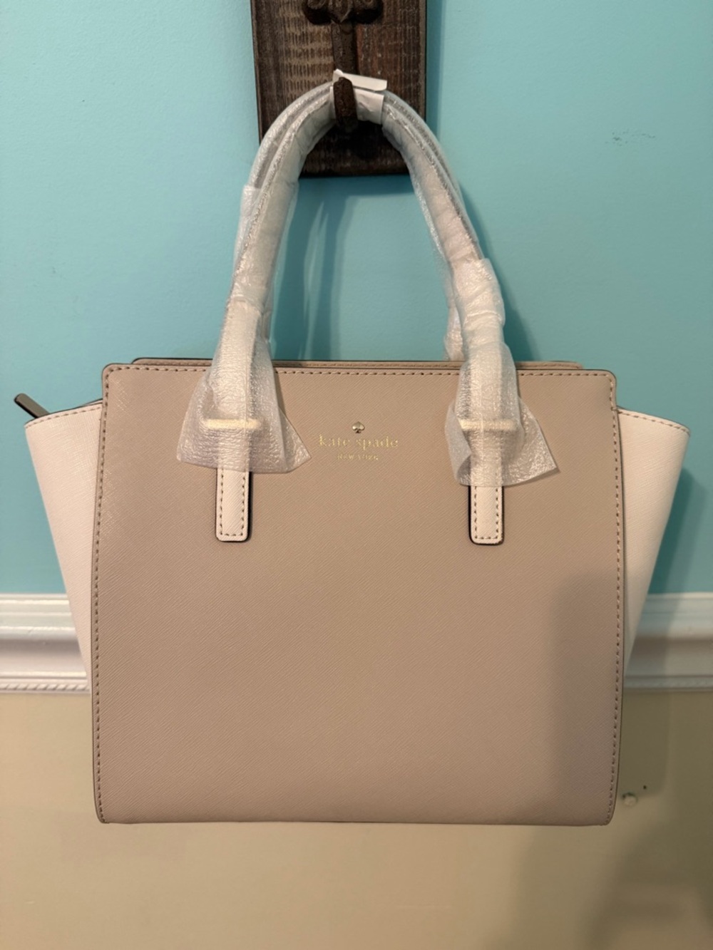 kate spade Two-Tone Taupe & Cream Structured Satchel